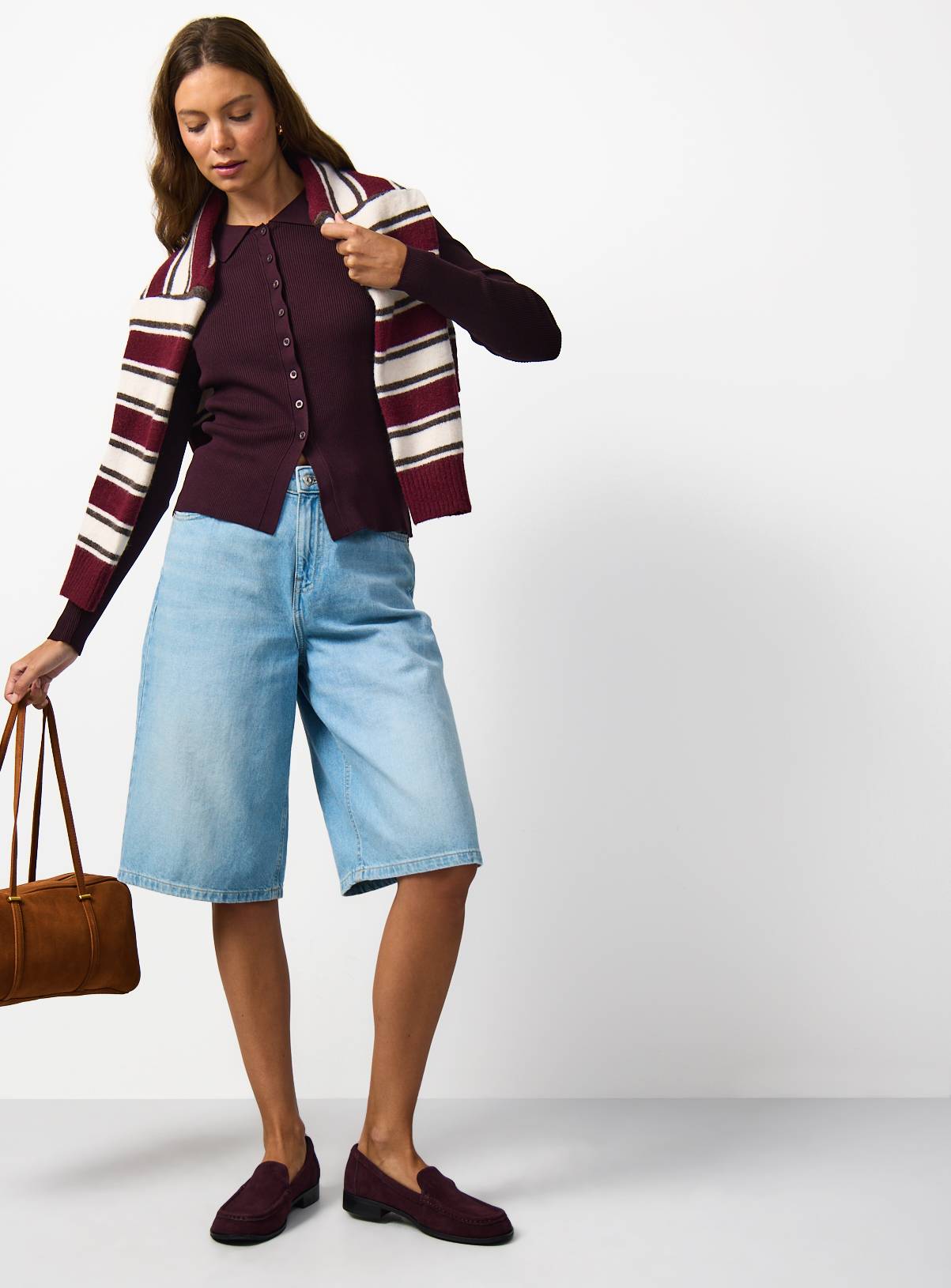 Dark Red Ribbed Button Through Cardigan 14 - Image 2